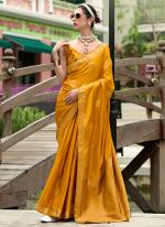 Pure Sattin Mustard Festival Wear Weaving Saree